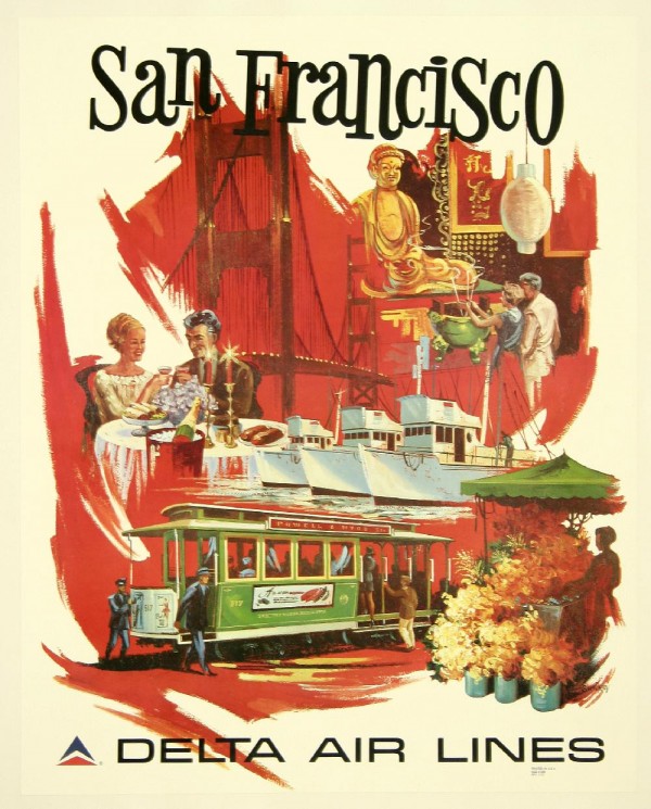San Francisco Delta Air Lines travel poster  Print